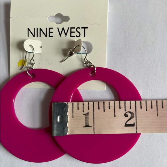 Nine West Large Plastic Pink Hoop Earrings - Picture 3 of 4